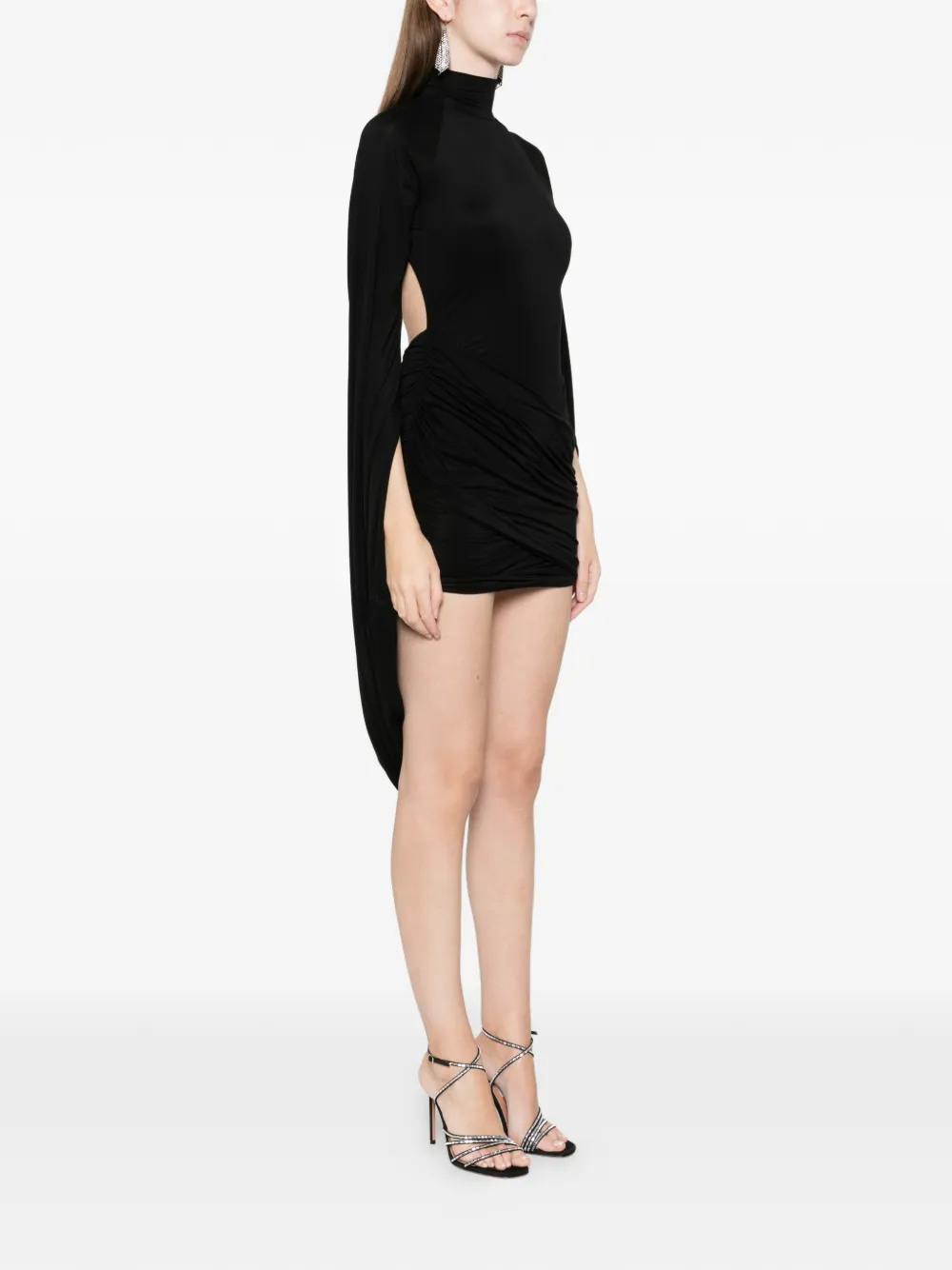 Axel 113 Luna Draped Mini Dress In Black