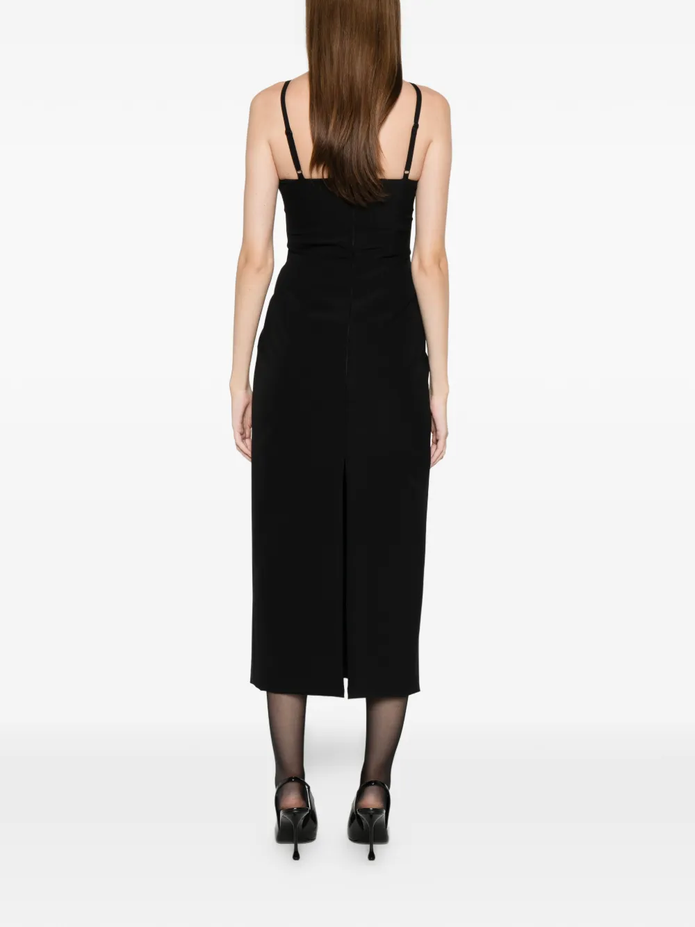 Axel 113 Tess Strap Midi Dress In Black