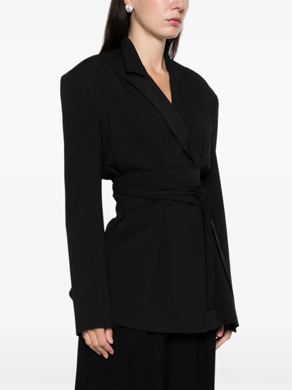 Axel 113 Jacqueline Belted Cinched Blazer In Black