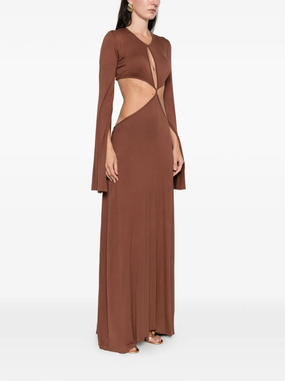 Axel 113 Sunset Cut-out Maxi Dress In Brown
