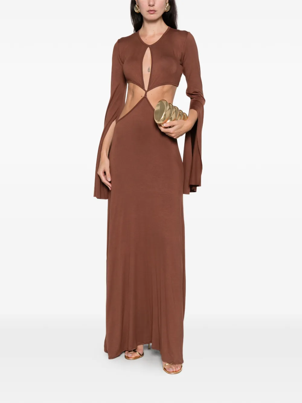 Axel 113 Sunset Cut-out Maxi Dress In Brown