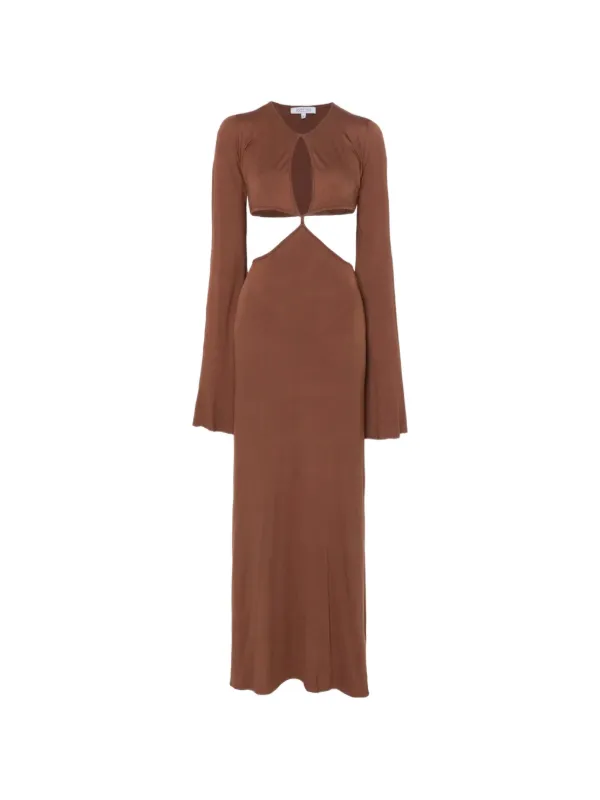 brown midi cut out dress Milaska Brown Long Dress