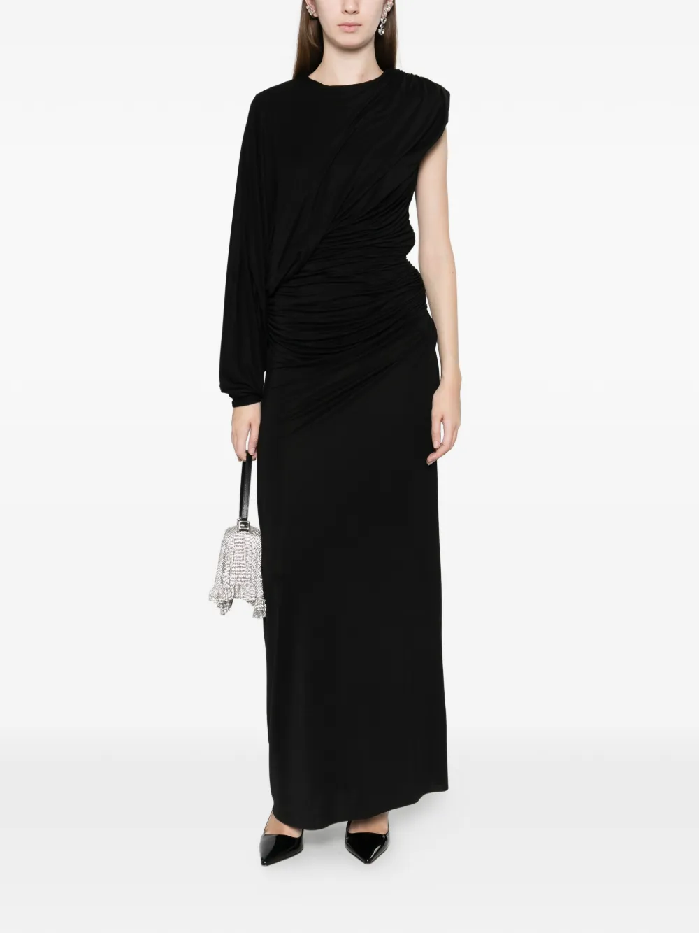 AXEL 113 Aman one-shoulder maxi dress - Zwart