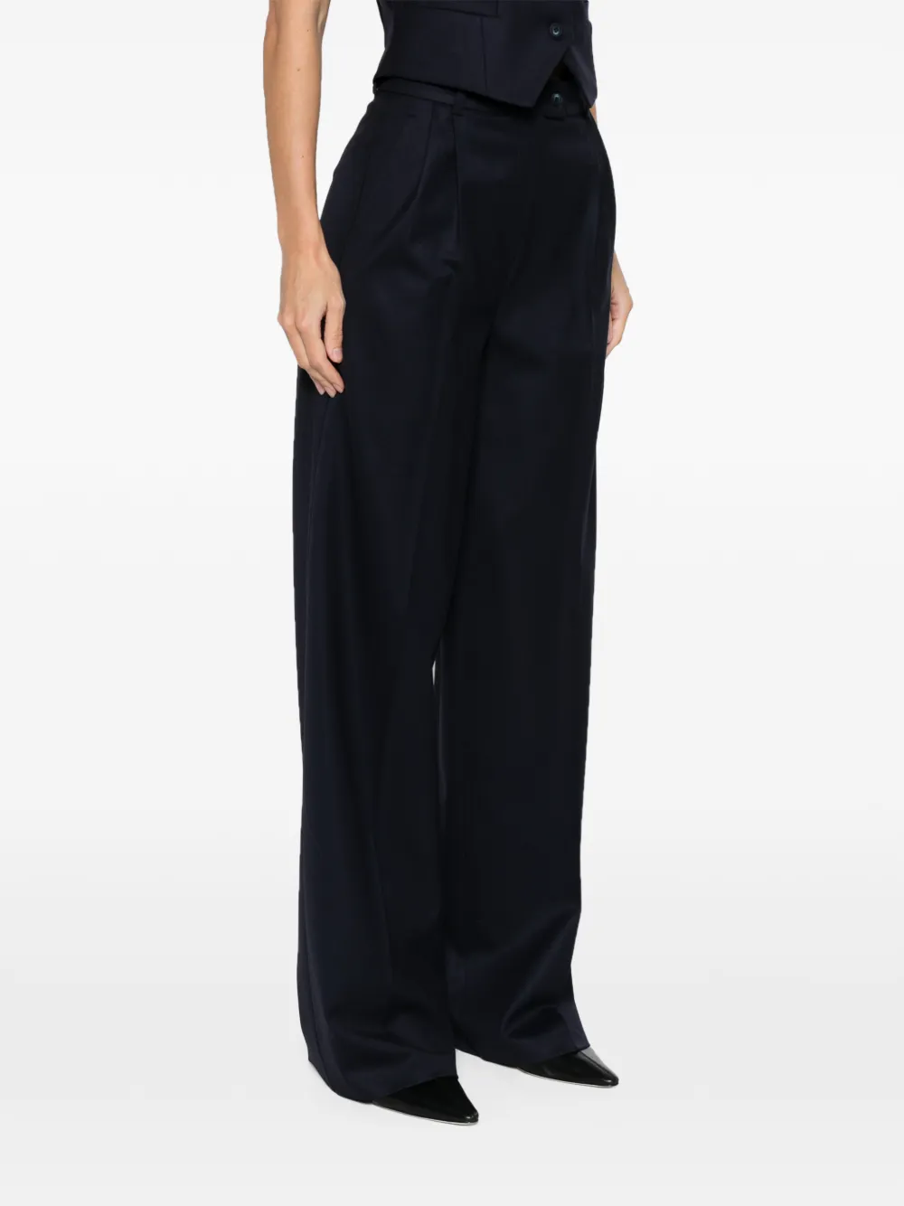  Medeea Pleated-front Tailored Trousers - Blue 