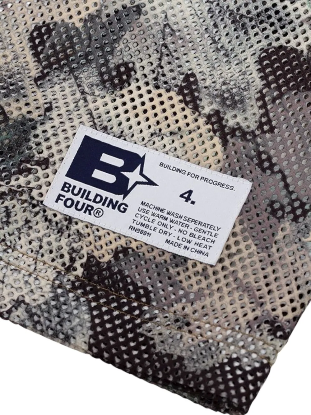 Bldg4 Leaf-print T-shirt In Gray