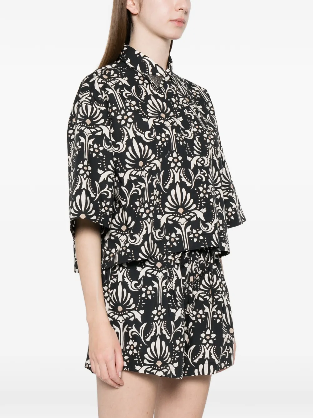  Pinko Embellished Floral Shirt - Black 