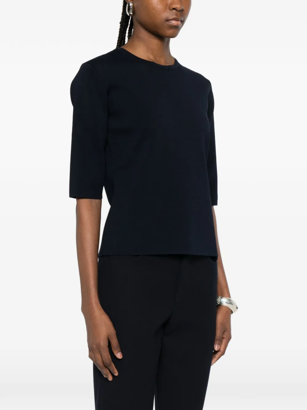  Max Mara Top Mxpfaida Con Cuello Redondo - Azul 