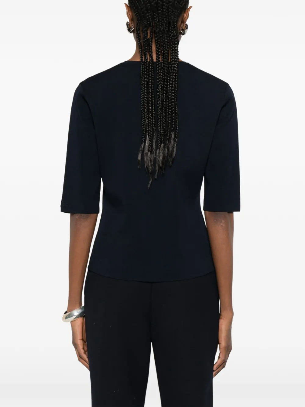 Max Mara Mxpfaida top met ronde hals en korte mouwen Blauw