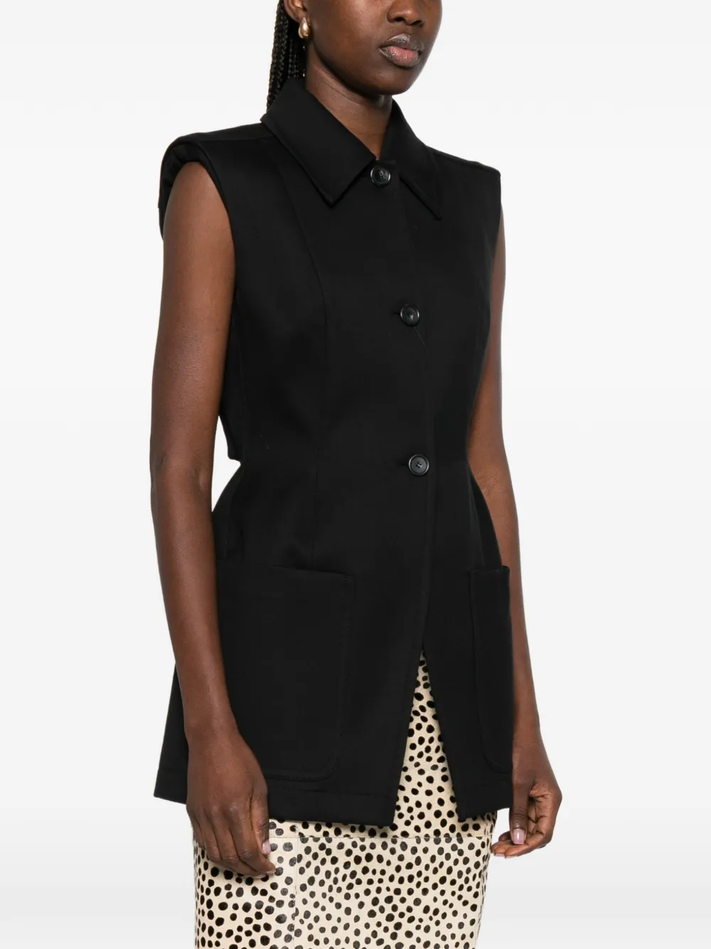 Sportmax Spxgabarra mouwloos gilet met knoop Zwart