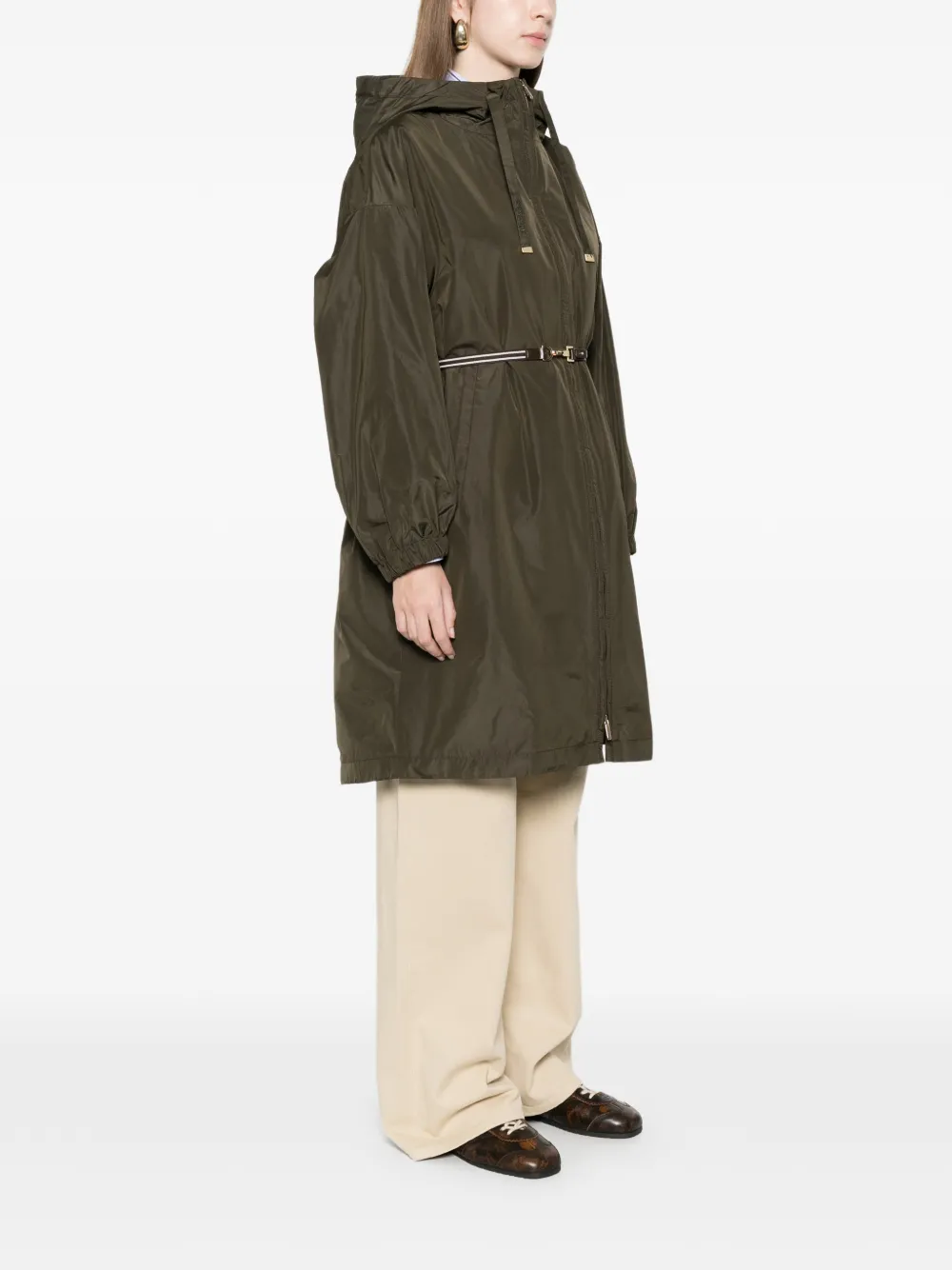 Belt-Waist Parka Coat