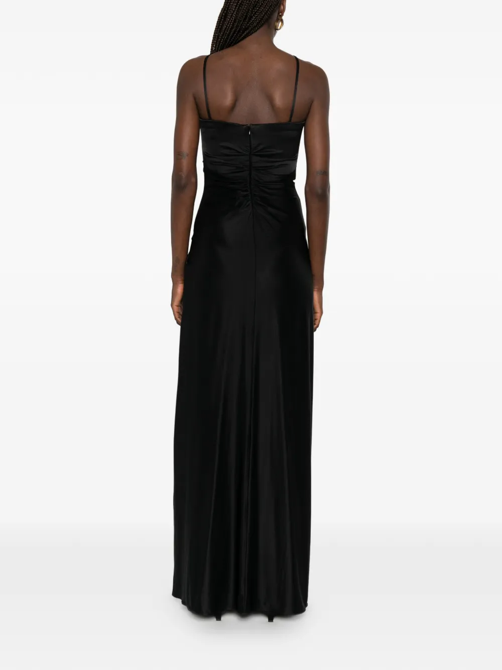 Max Mara Oggetti maxi-dress met ruches en vierkante hals Zwart