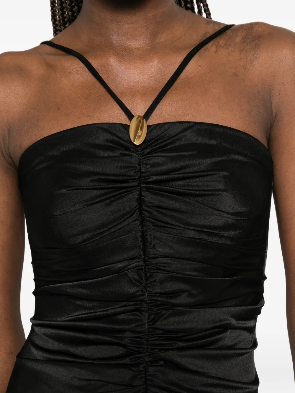 Max Mara Oggetti maxi-dress met ruches en vierkante hals Zwart