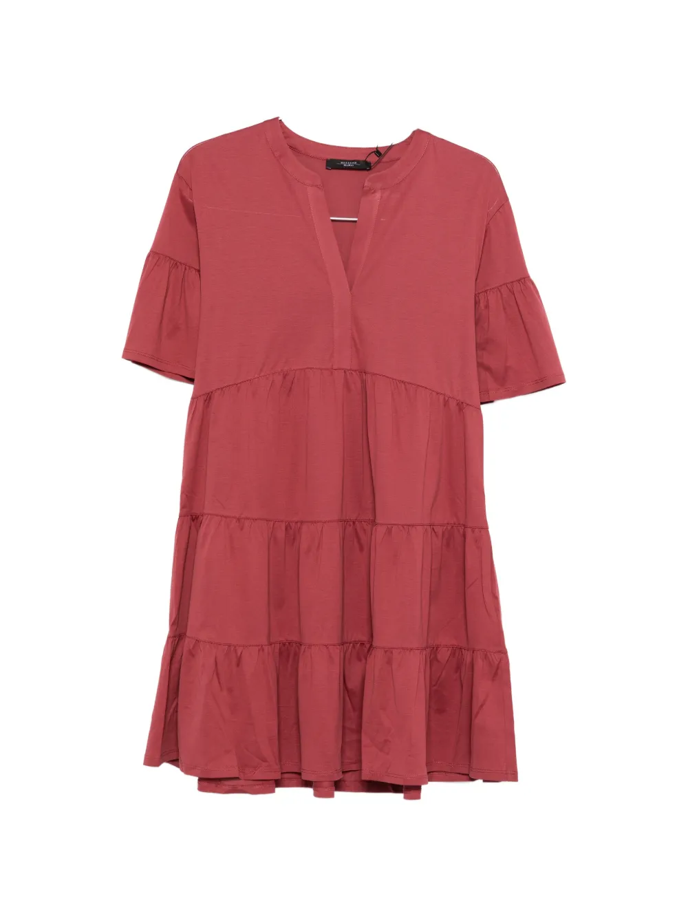 Weekend Max Mara Wkdsaggina Ruffled V-neck Mini Dress In Red