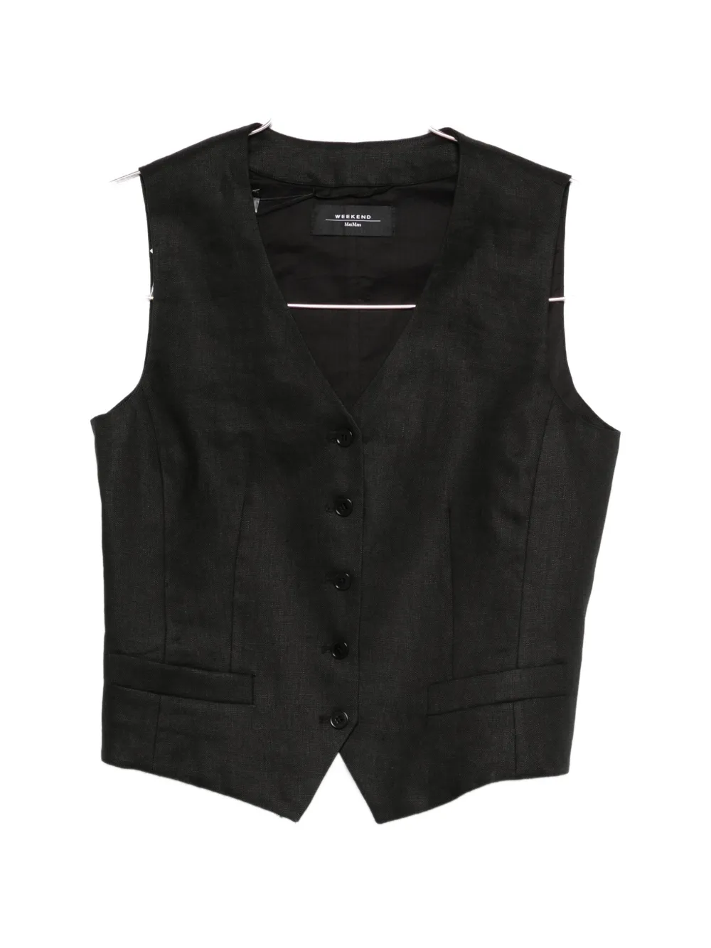 Weekend Max Mara Button V-neck Waistcoat In Black
