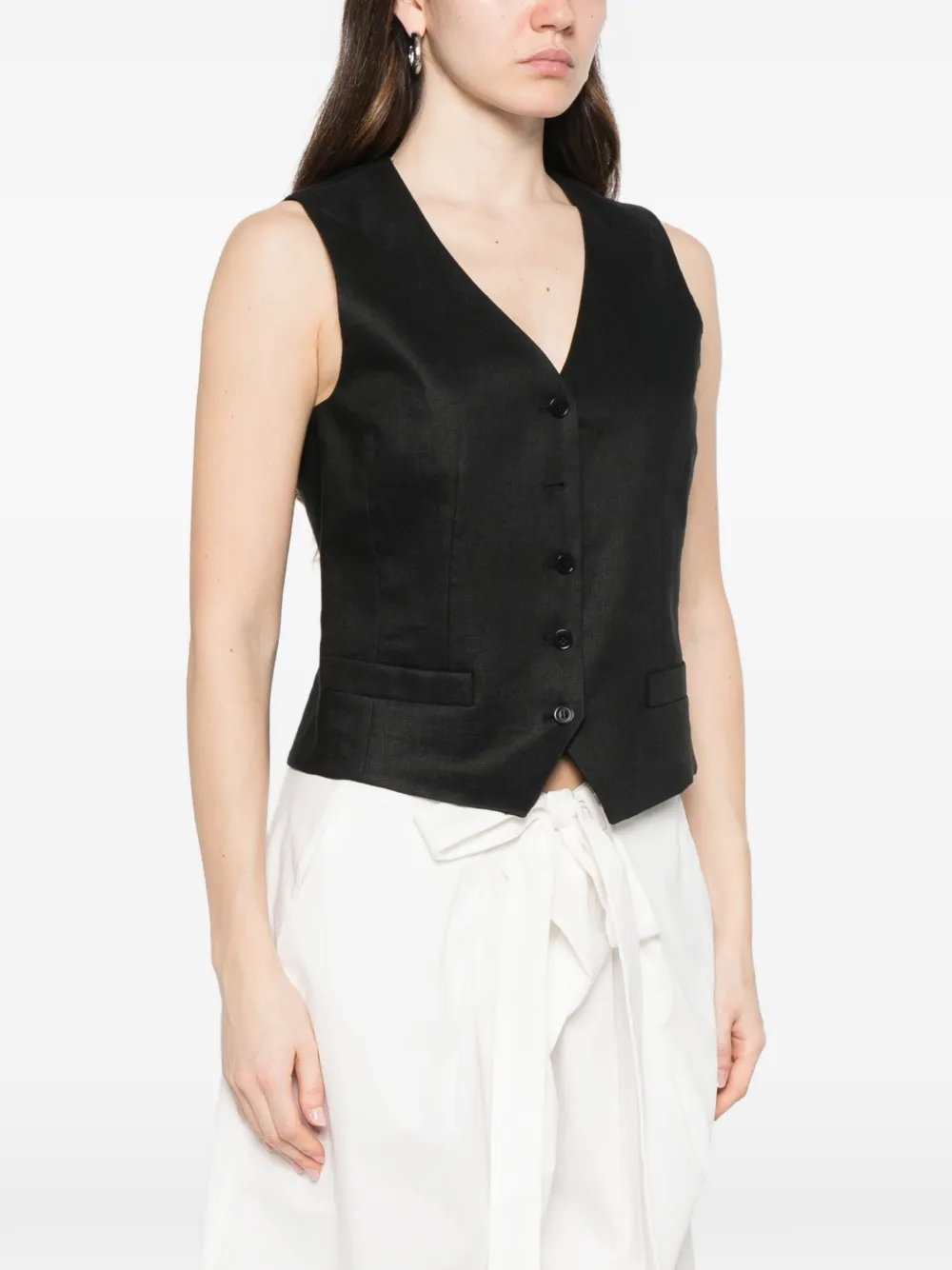  Weekend Max Mara Chaleco Con Botones - Negro 