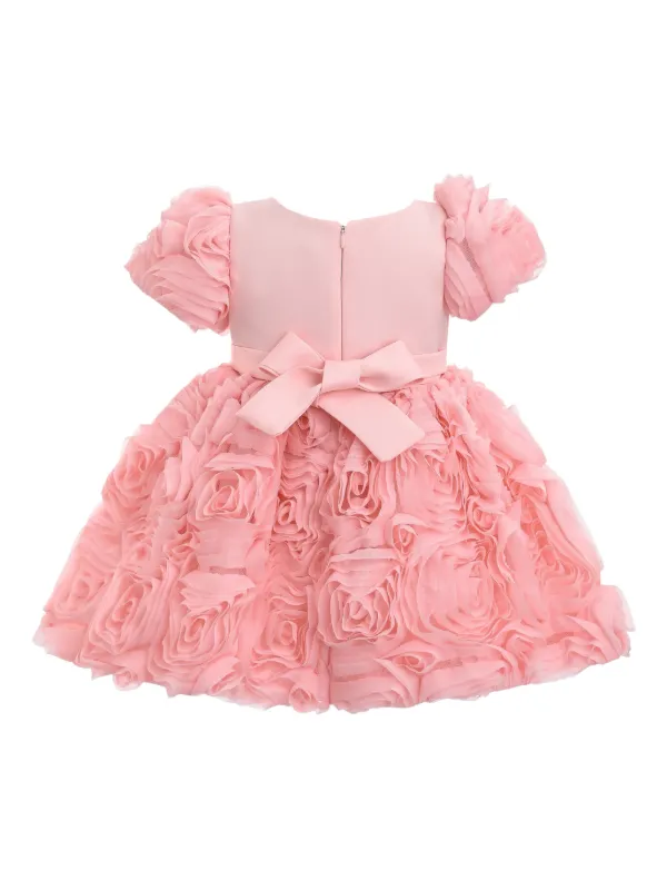 Tulleen short-sleeve rosette-embellished Dress | Pink | FARFETCH CA