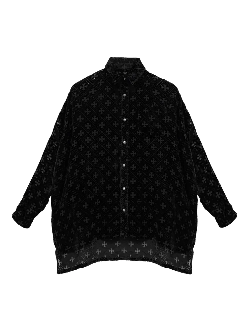 Chrome Hearts Mahal Kita monogram cross velvet shirt | Black | Image 1