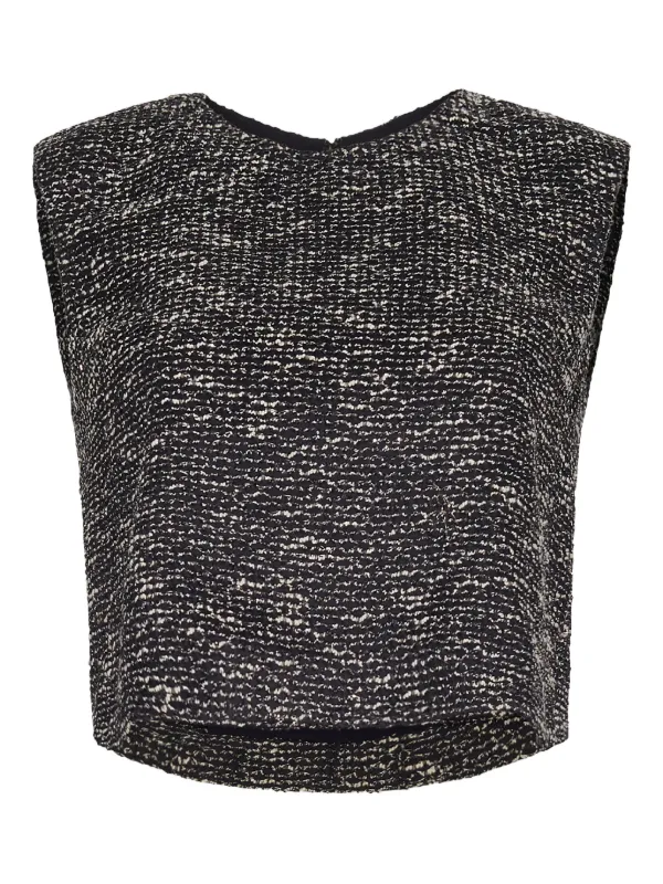 Adam Lippes Mercer Tweed Top in Black