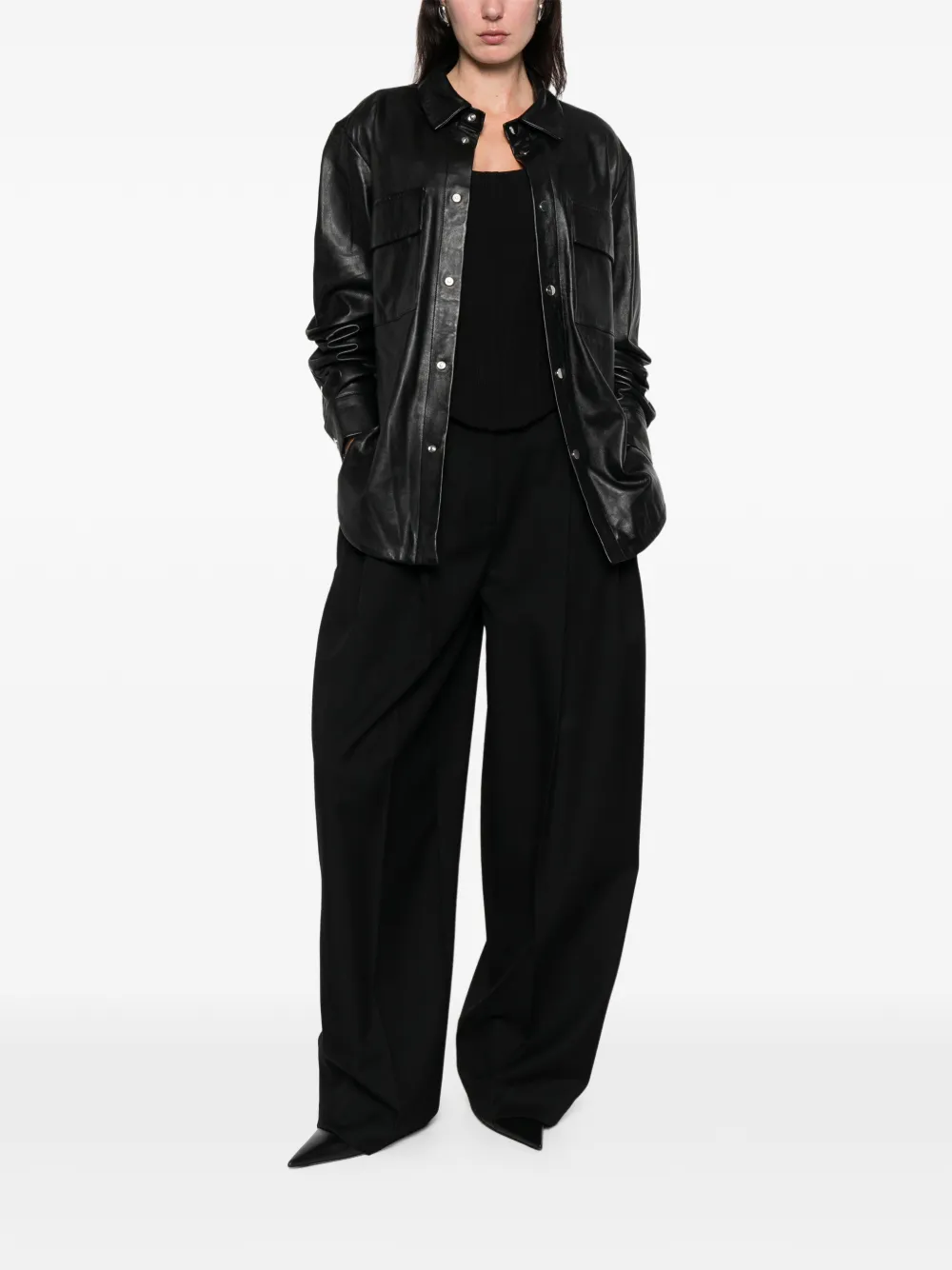  Medeea Pocket Leather Jacket - Black 