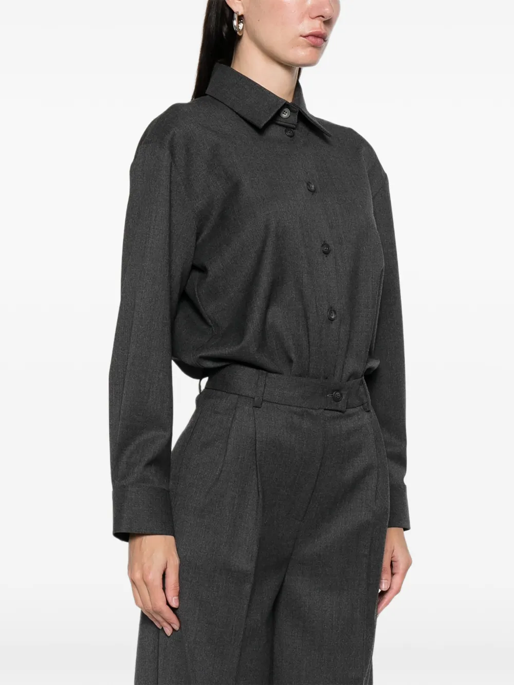 Medeea Button-front Shirt Bodysuit In Gray