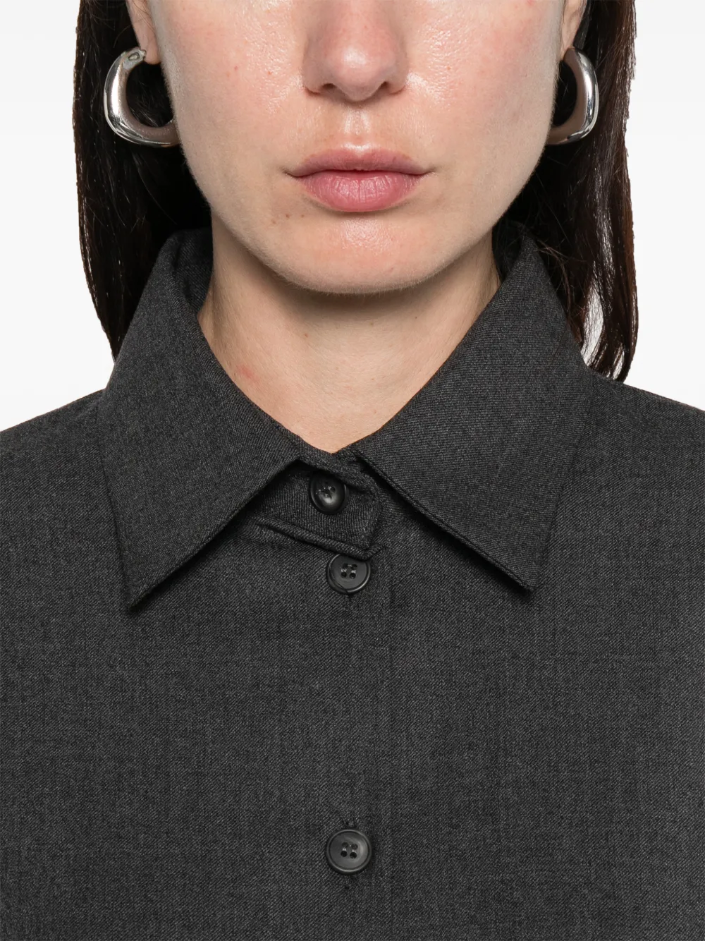 Medeea Button-front Shirt Bodysuit In Gray