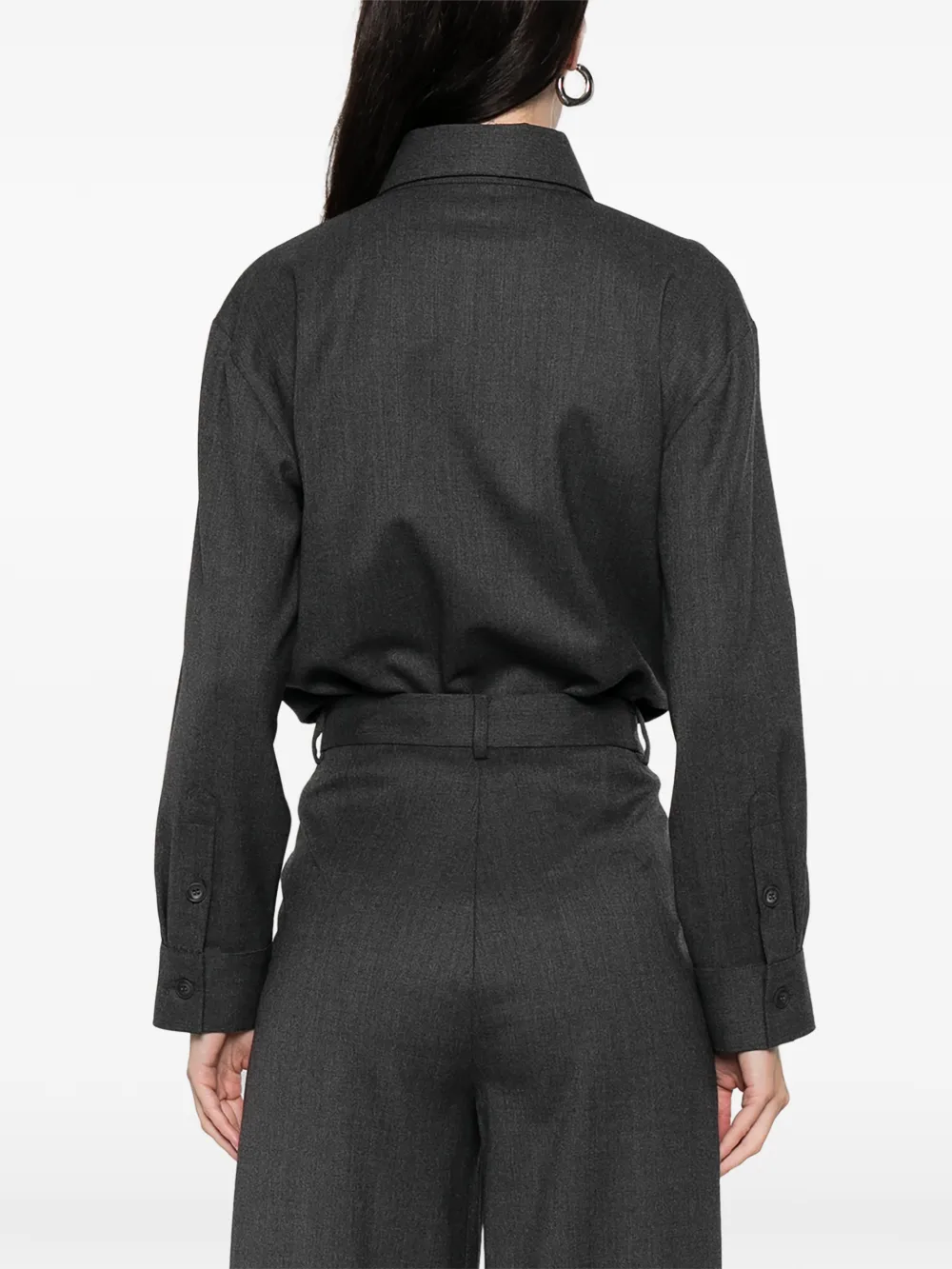 Medeea Button-front Shirt Bodysuit In Gray