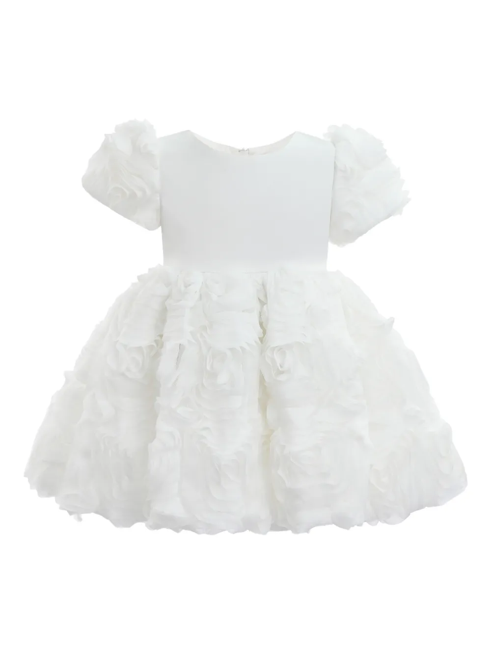 Tulleen rosette-embellished party dress - Bianco