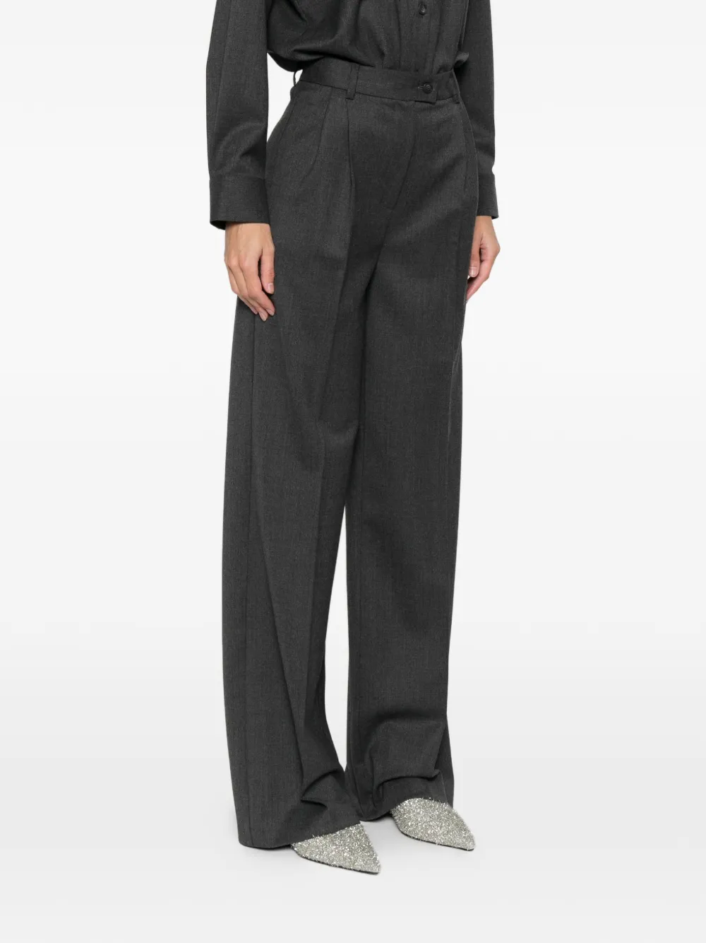  Medeea Pleated-front Tailored Trousers - Grey 