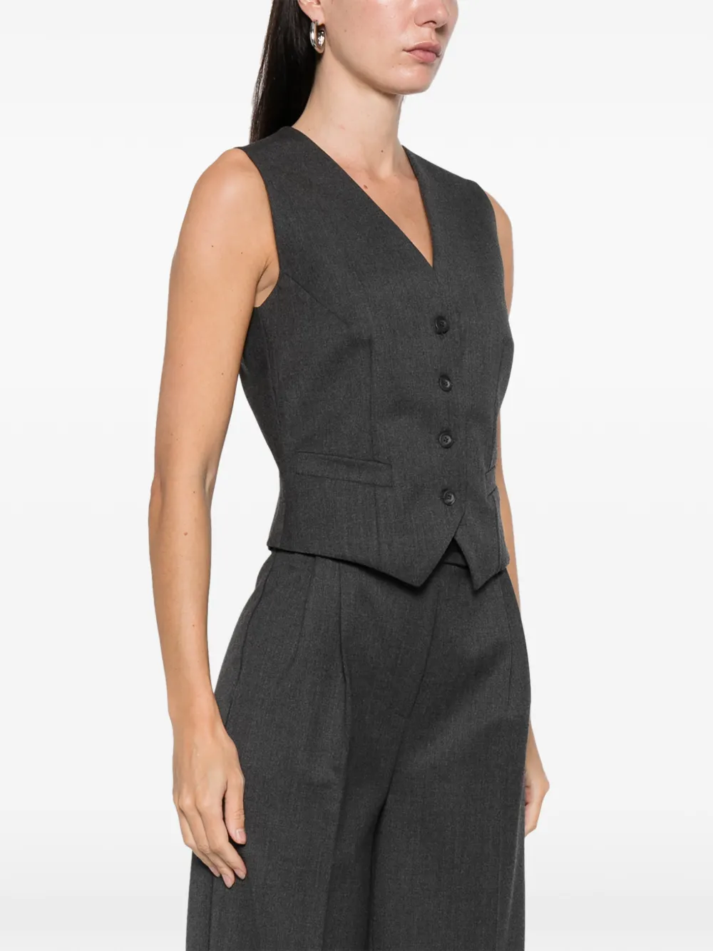  Medeea Button-front Waistcoat - Grey 