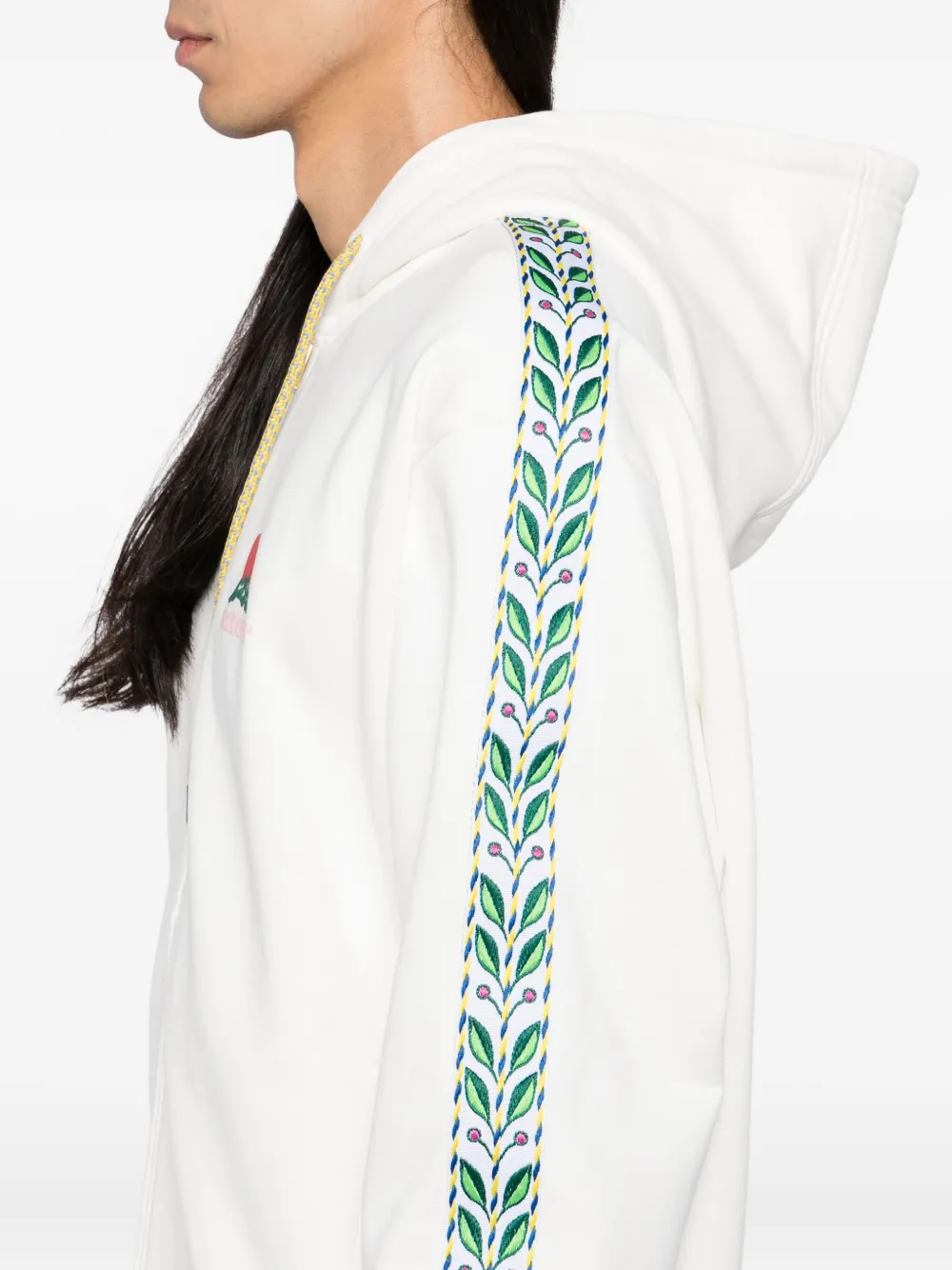 Casablanca Laurel Tape Pocket Zip Hoodie Jacket In White