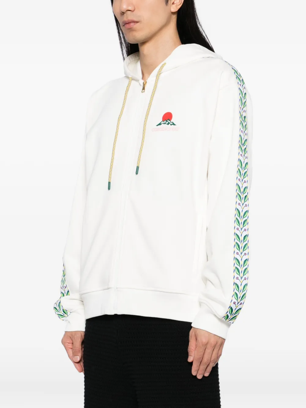 Casablanca Laurel Tape Pocket Zip Hoodie Jacket In White