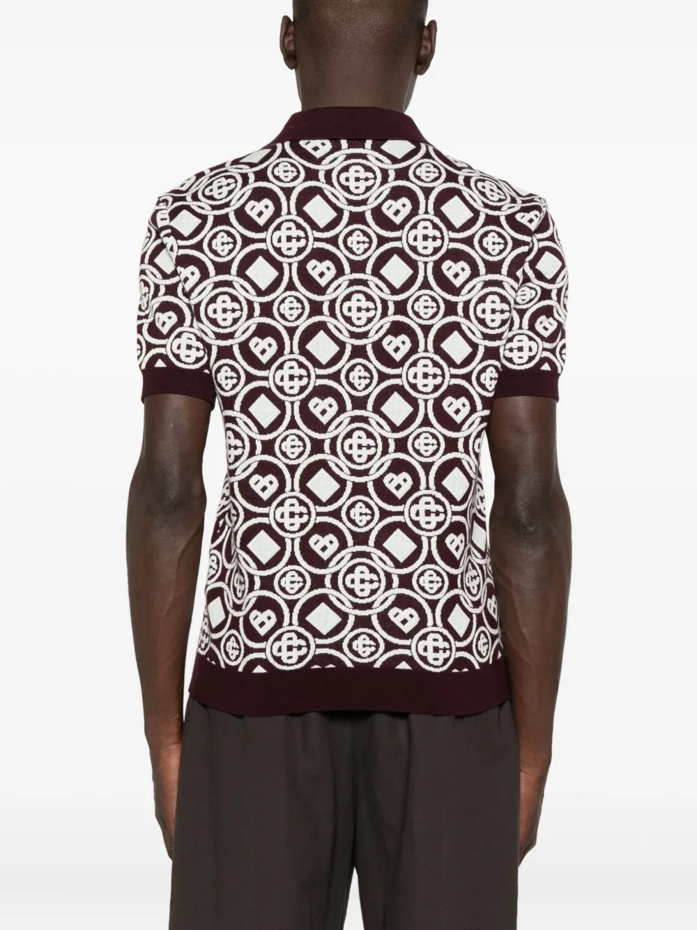 Casablanca Cotton Knit Polo With Monogram In Purple