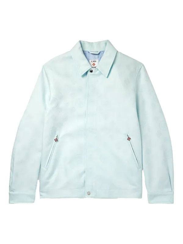 Casablanca Collared Blouson All-over Motif Jacket in Blue