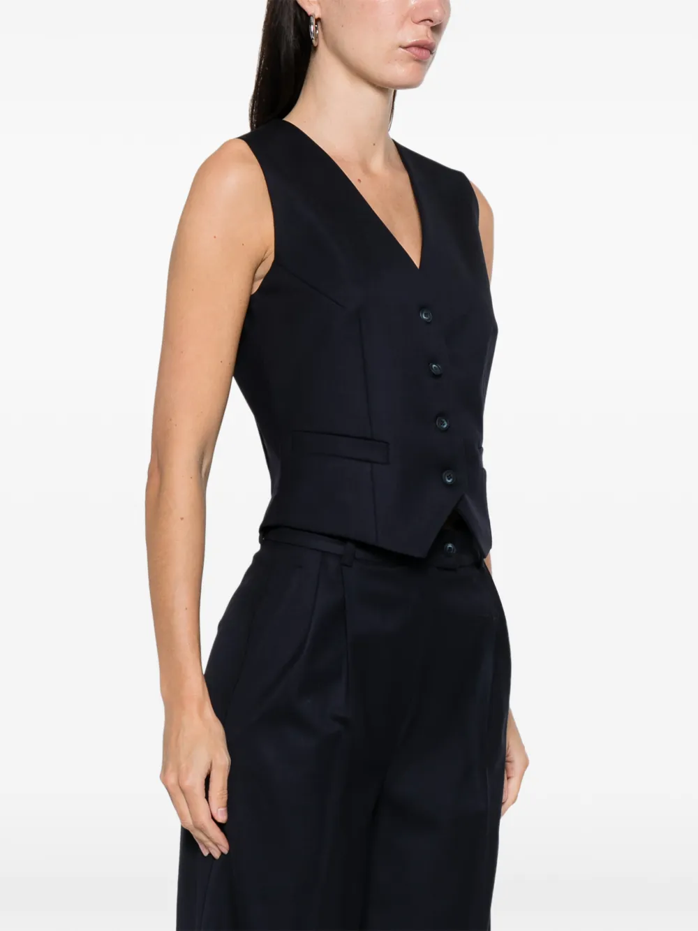  Medeea Button-front Waistcoat - Blue 