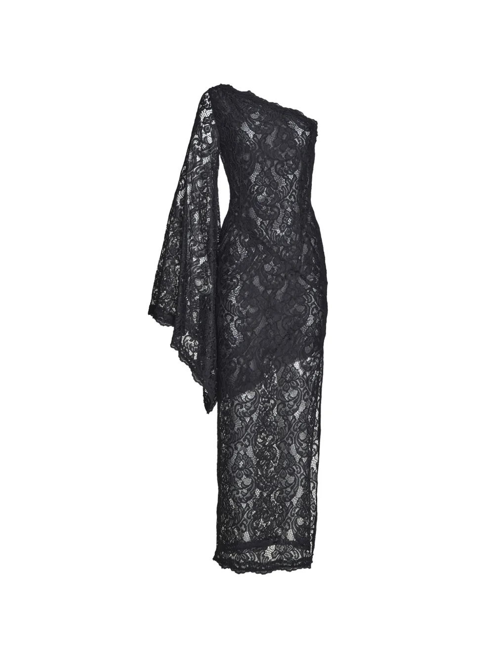 black wool one shoulder bustier dress Bottega Veneta, one shoulder wool bustier dress