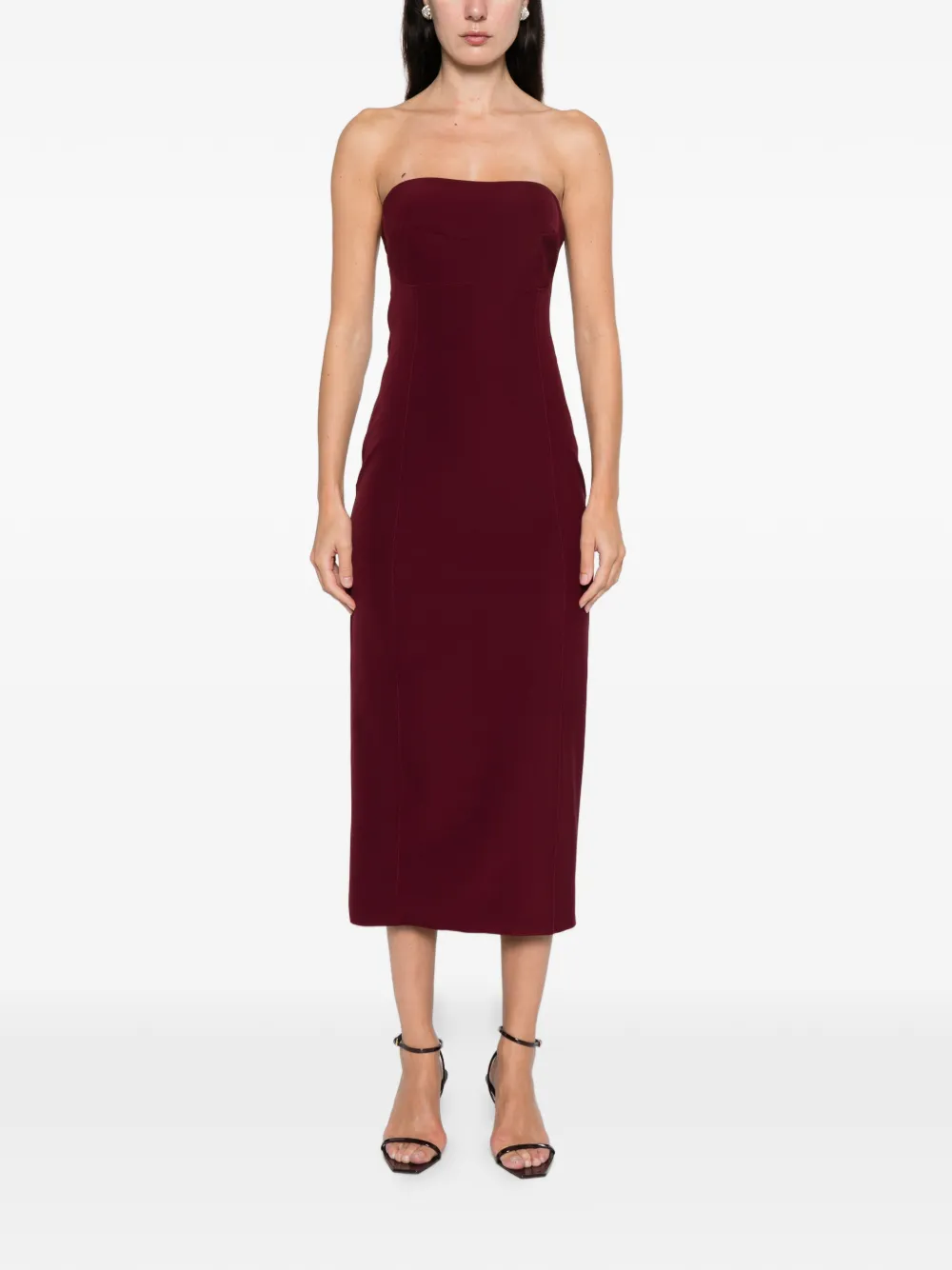 Axel 113 Margot Caped Midi Dress In Burgundy