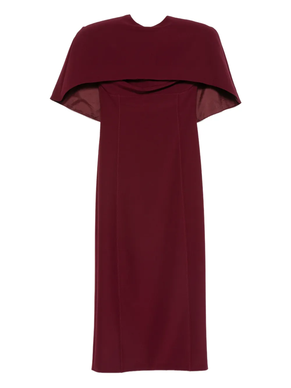 Axel 113 Margot Caped Midi Dress In Burgundy