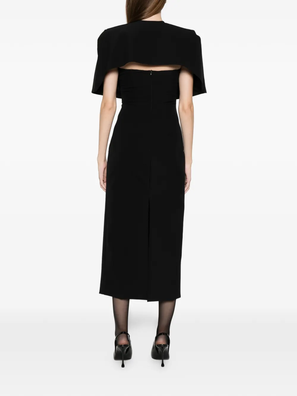 Axel 113 Margot Cape Midi Dress In Black