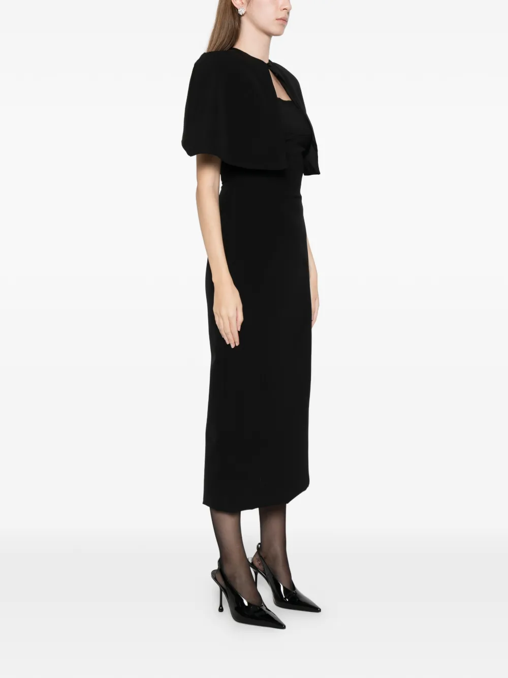Axel 113 Margot Cape Midi Dress In Black