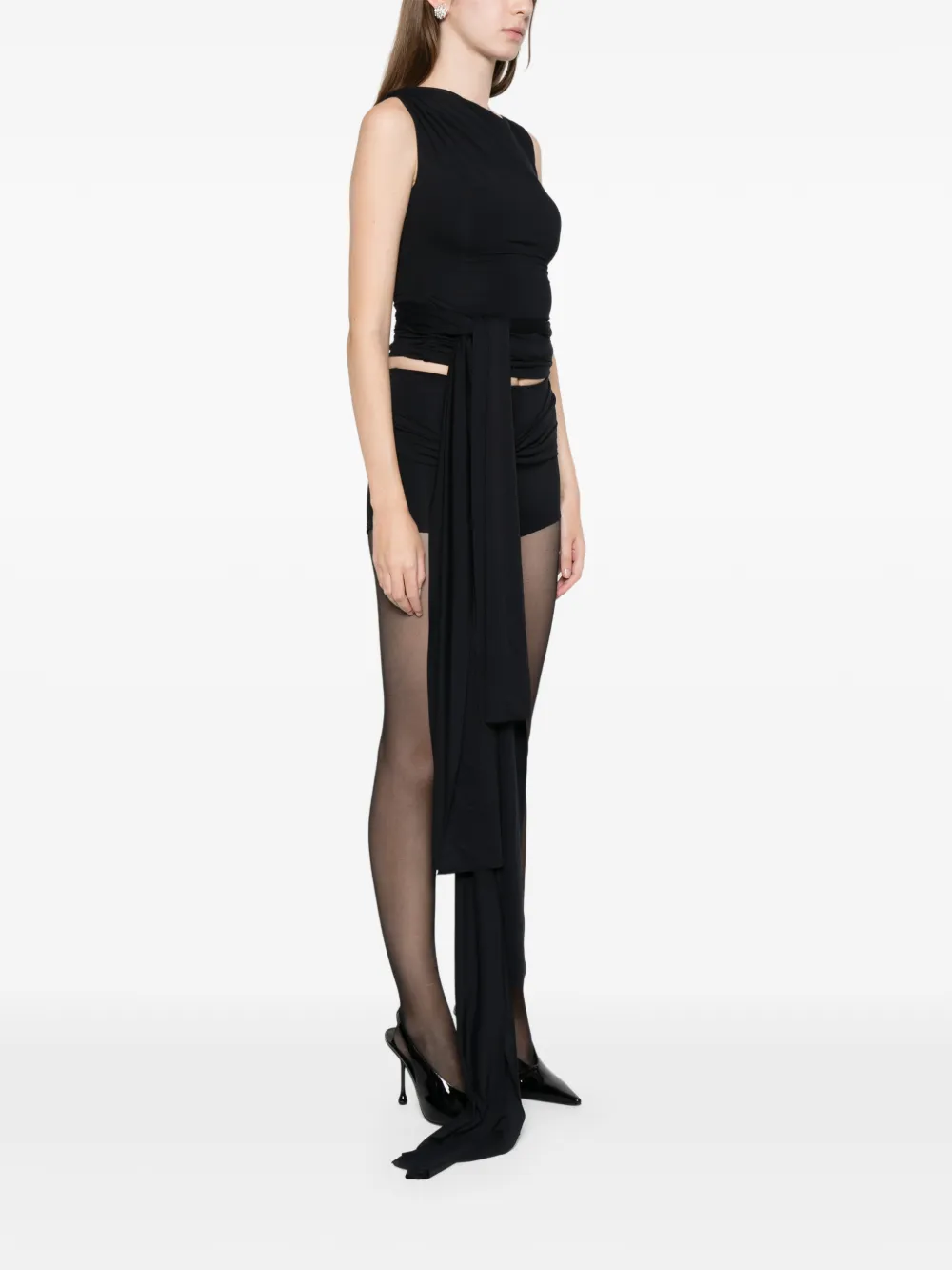 Axel 113 Tina Draped Tie Top In Black