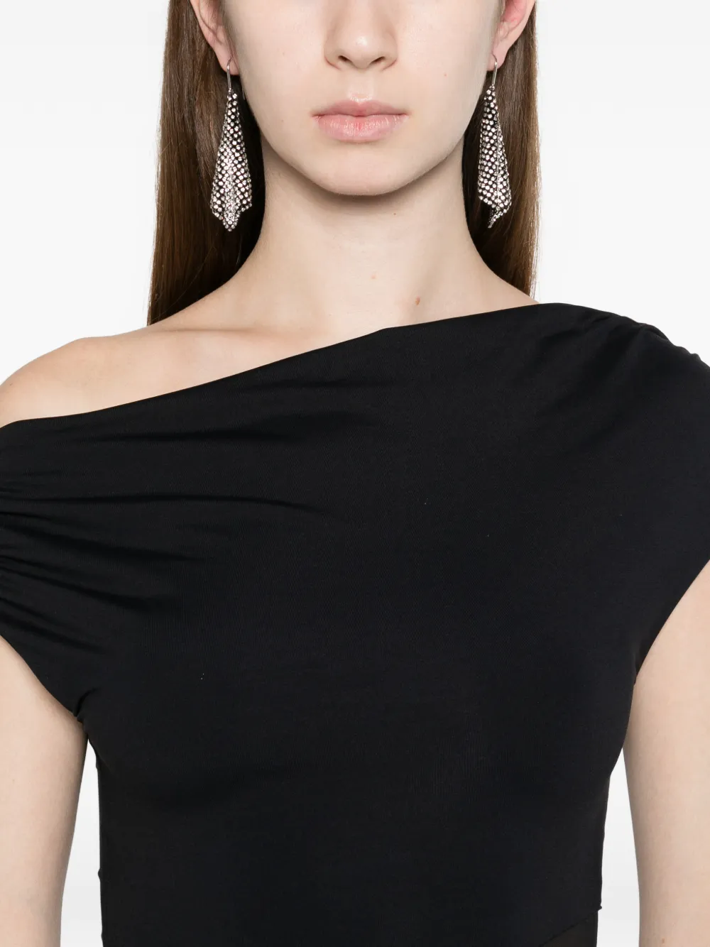 Axel 113 Noire Mesh Panel Maxi Dress In Black