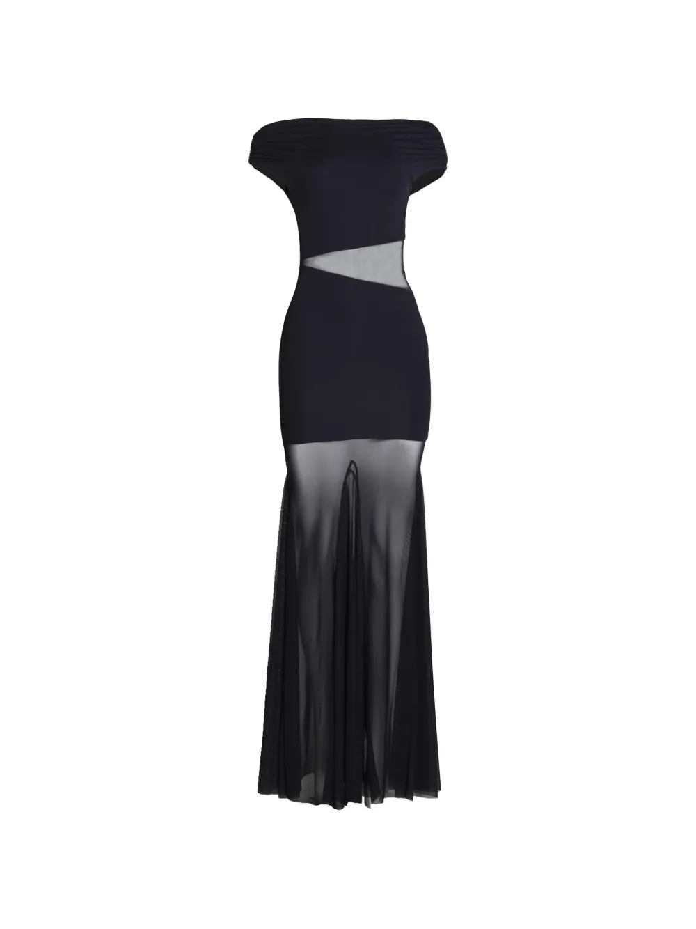 AXEL 113 Noire mesh panel maxi dress - Nero
