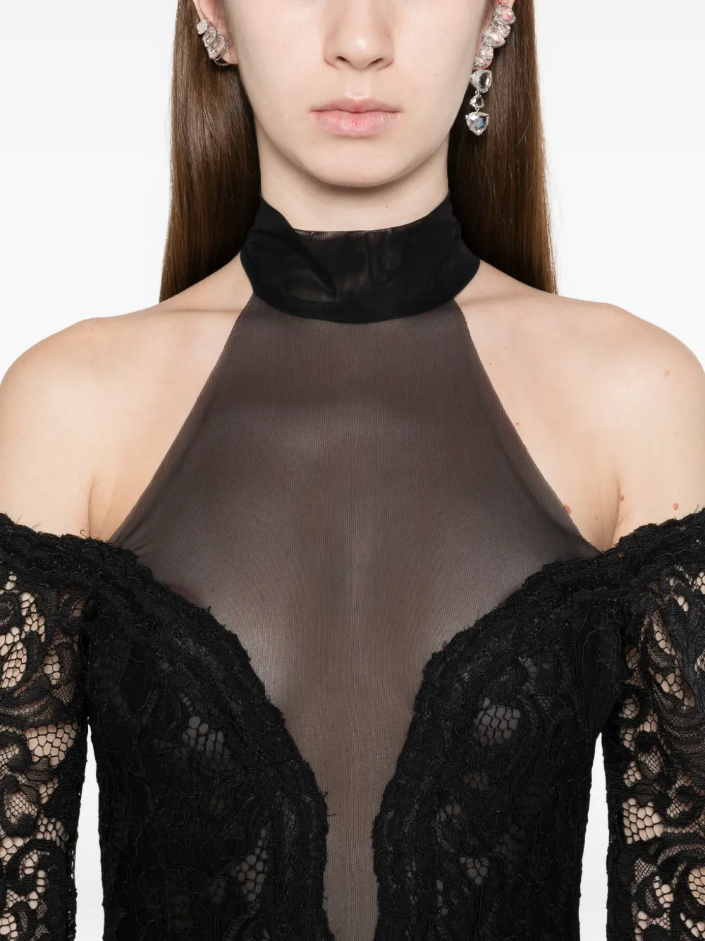 Axel 113 Raven Lace Long-sleeve Maxi Dress In Black