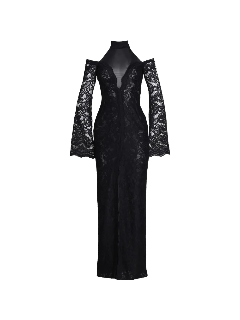 AXEL 113 Raven lace long-sleeve maxi dress - Schwarz
