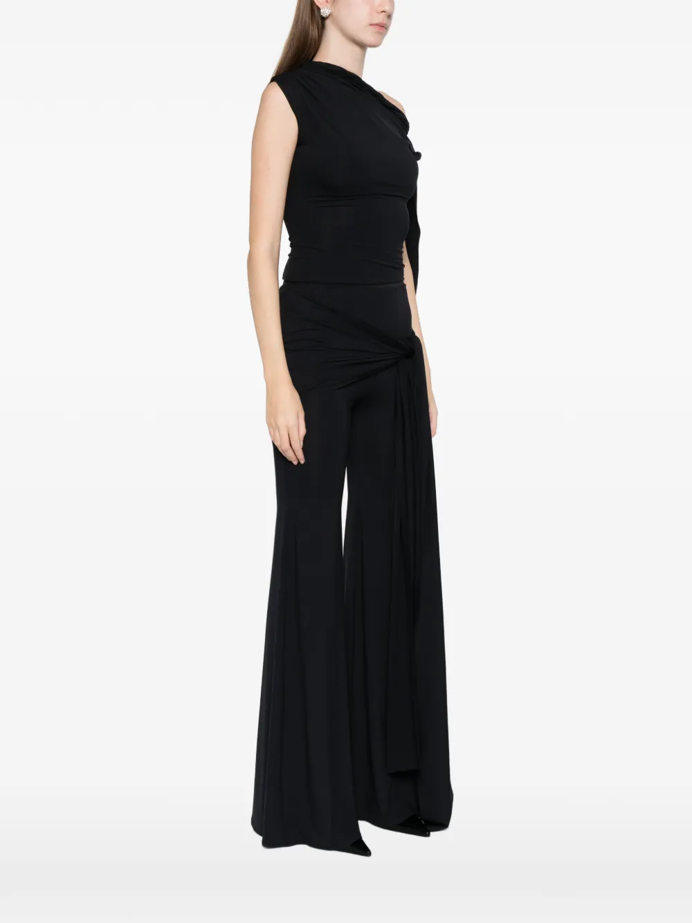 AXEL 113 Tiana asymmetrische tanktop met gedraaid detail Zwart