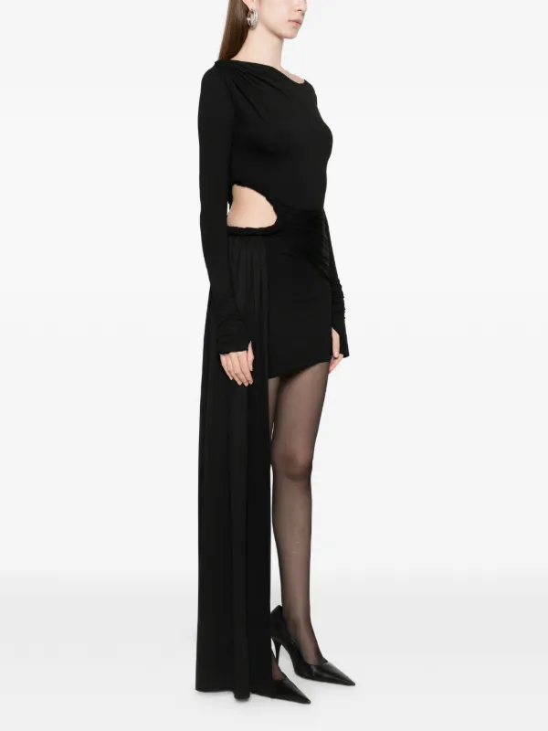 draped cut-out mini dress in black Draped Cut-Out Mini Dress in Black