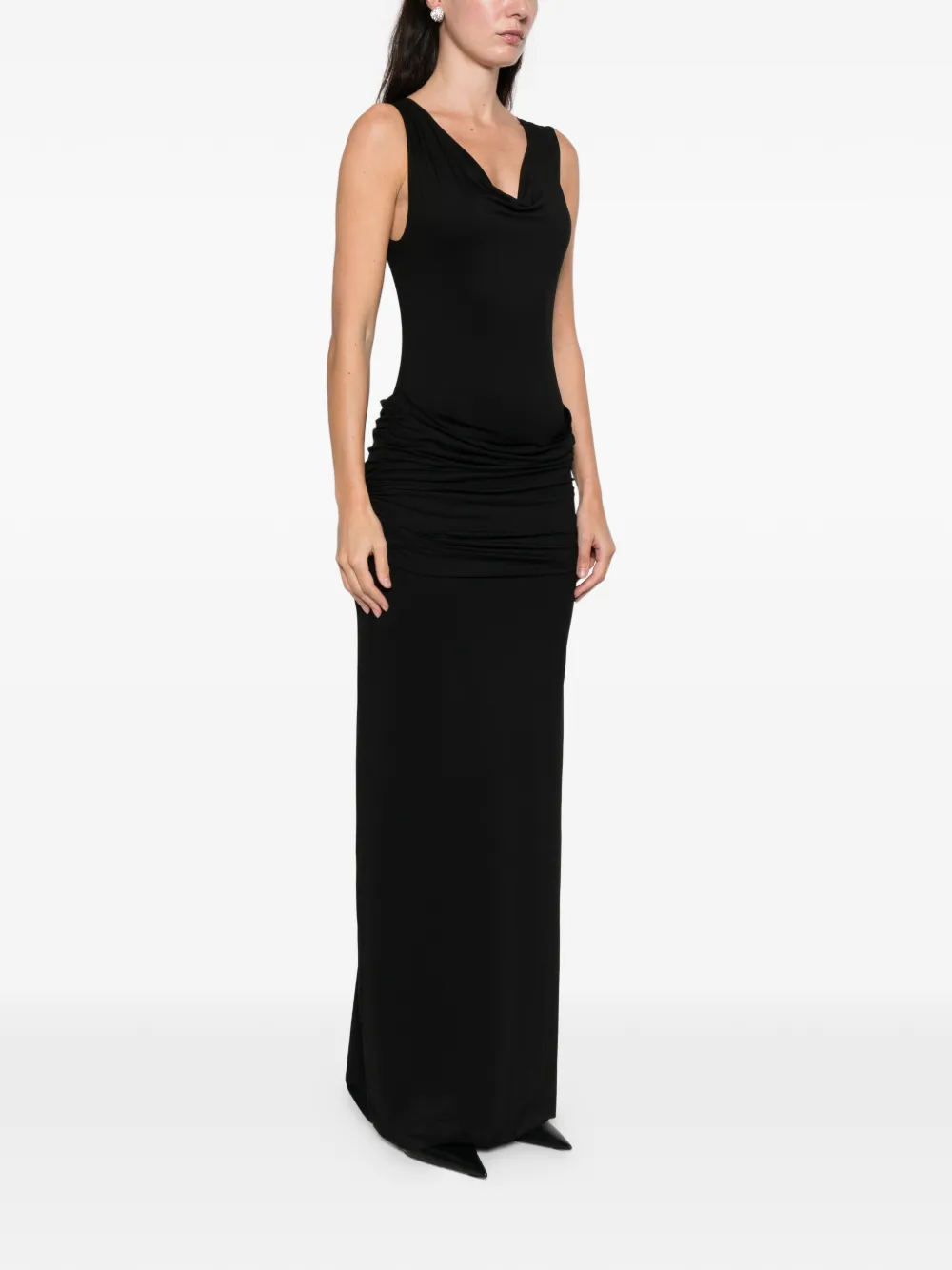 Axel 113 Jessica Cowl-neck Maxi Dress In Black