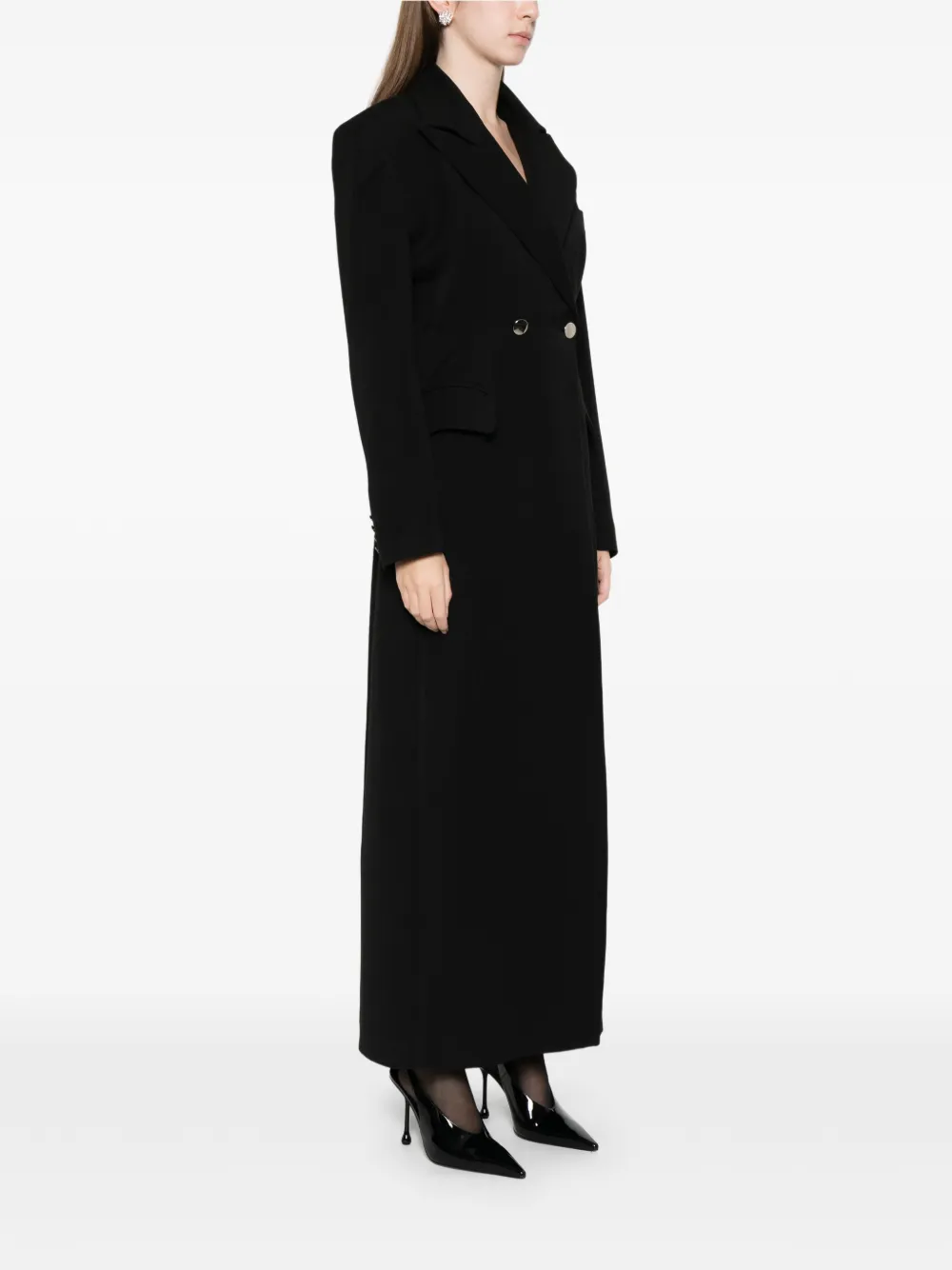 Axel 113 Katie Hourglass Double-breasted Coat In Black