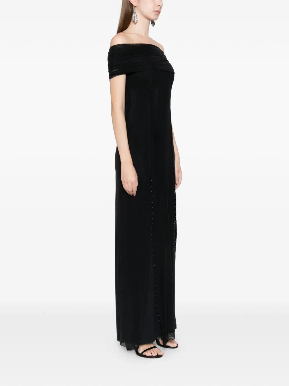 Axel 113 Afterhours Slit Embellished Maxi Dress In Black