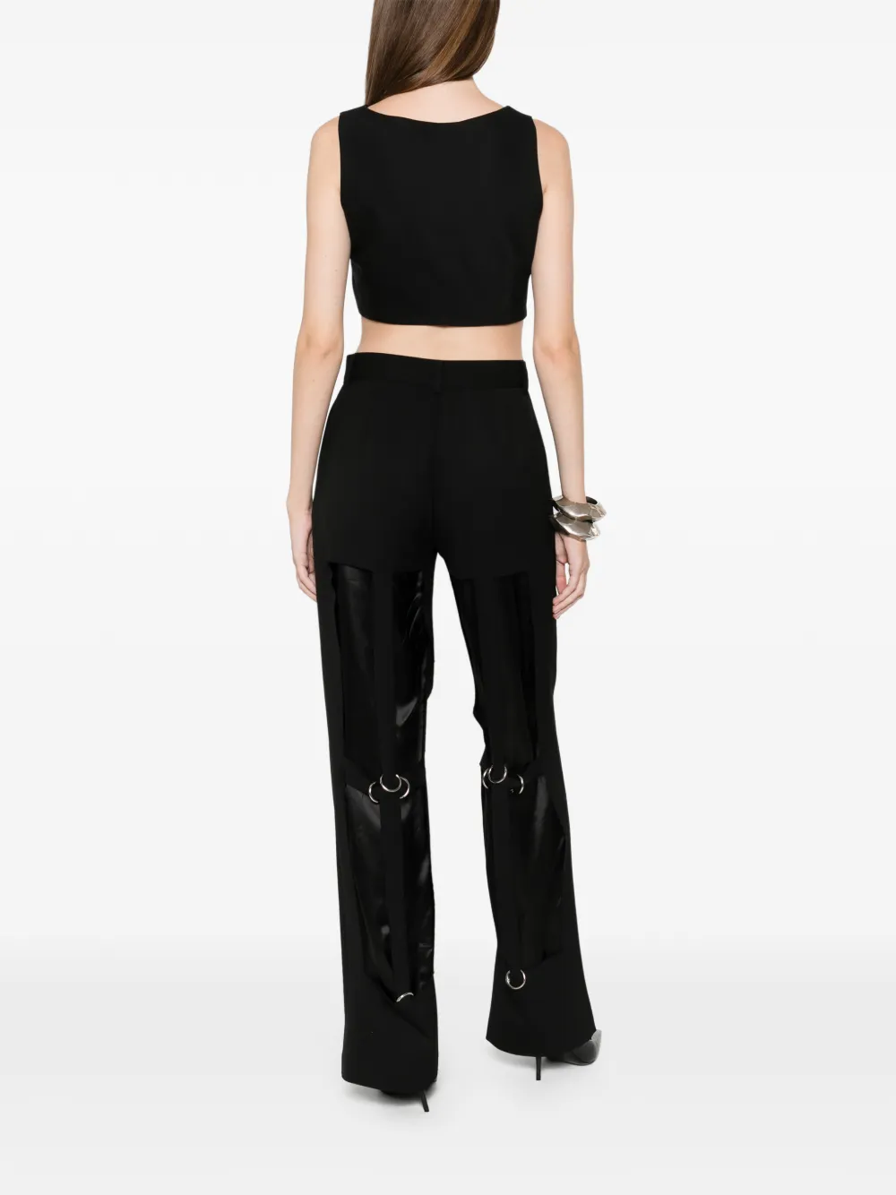 MEDEEA rings-detail trousers - Zwart